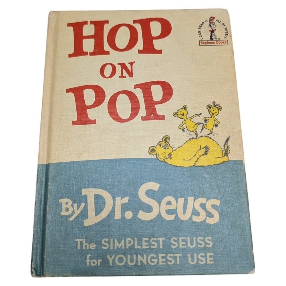 1963 Dr Seuss Hop On Pop Hardcover Vintage Beginner Book I Can Read It Myself